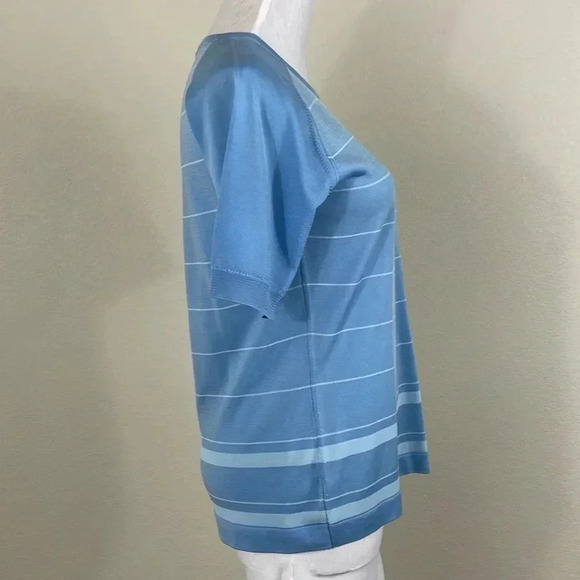 Vintage Montagut Paris blue striped polyamide t-shirt size small - Picture 2 of 6